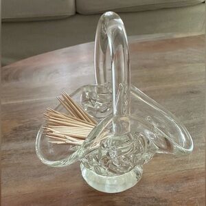 Vintage Mini Pressed Glass Toothpick Holder Easter Basket